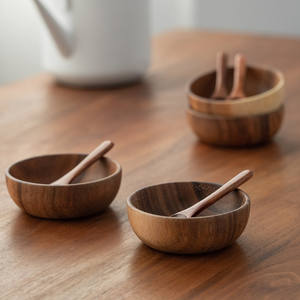 Top supplier <b>wooden</b> kitchenware <b>sets</b> acacia bowl for <b>food</b> serving premium quality bowls dinnerware <b>set</b> - Product Image 5