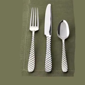 Recién llegado, juego de cubiertos de plata de estilo moderno, cubiertos de fiesta de cumpleaños, tenedor, cuchillo y cuchara, juego para uso en bodas - Product Image 2