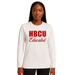 T-shirt à manches longues en coton 100% avec broderie en chenille, pour femmes, éducation HBCU, DST, sororité grecque Delta Divine Nine, vêtements personnalisés - Product Image 1