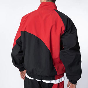 OEM Rayé Réfléchissant Patchwork Coupe-Vent Vestes Décontractées Lâche Manteau Fermeture Éclair Bloc de Couleur Zip Up Mince Survêtement Veste avec Pantalon - Product Image 3