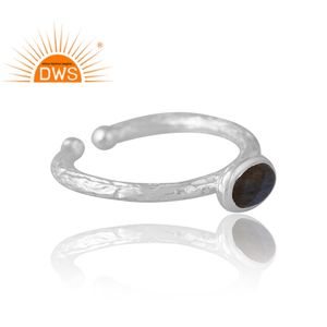 แหวนพลอยลาบราดอไรต์ธรรมชาติสีเงิน925การออกแบบพื้นผิวสำหรับผู้หญิงเครื่องประดับที่กำหนดเองของขวัญสำหรับผู้หญิงสำหรับผู้หญิง - Product Image 4