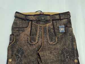 Bright Colors 100% Original Comfortable High Waist Casual Style Button Traditional Bavarian Leather <b>Shorts</b> for Men - Product Image 2