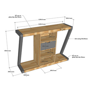 Modern Luxury <b>Console</b> <b>Table</b> CST049 Contemporary Iron Frame with Wooden Top <b>for</b> <b>Entry</b> Villa or Living Room Decor - Product Image 6