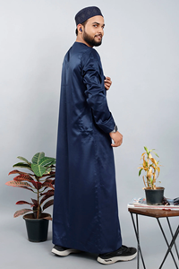 Moonlit Majesty azul marino marca Hijazi hombres Emarati Thobe adultos cómodo elegante poliéster tradicional ropa musulmana - Product Image 5