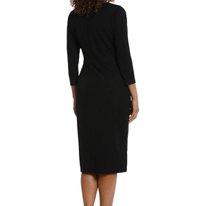 Robe crayon solide pour femmes élégante affaires moulante demi manches été respirant Anti-rides porter travail bureau taille incurvée - Product Image 3
