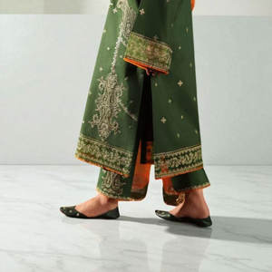 Mesdames prêt-à-porter Costume de broderie décontracté Chemise longue trois pièces avec pantalon et costume Dupatta de style indien pakistanais - Product Image 5