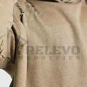 Sweat à capuche pour homme en denim délavé, logo personnalisé, best-seller pour l'hiver, prix raisonnable, anti-rétrécissement, lettres - Product Image 4