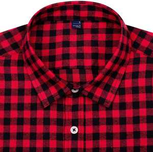 Venta al por mayor 2025 logotipo personalizado y diseño de los hombres de ajuste regular bolsillo Rojo Negro caja de manga larga Camisa de franela a cuadros precio razonable - Product Image 3