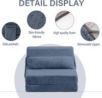 Canapé-lit Pliant Moderne de Taille Unique avec Matelas Oreiller en Peluche Sac de Rangement Portable pour Salon Chambre École ou Hôtel