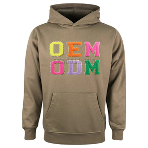 OEM Sportswear Sweats à capuche brodés en chenille de haute qualité pour hommes Patches personnalisés Sweat à capuche zippé en coton épais surdimensionné - Product Image 1