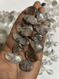 ผลึกควอตซ์เจียระไนแบบหยาบสีดำธรรมชาติเกรด AAA ปรับเทียบเครื่องประดับอัญมณีกึ่งมีค่า - Product Image 4