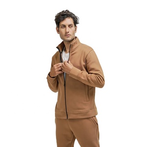 2026 Men's Solid Color Tracksuit Set Stand Collar <b>Zipper</b> <b>Jacket</b> Full Length Joggers Breathable Casual Autumn Wear - Product Image 3