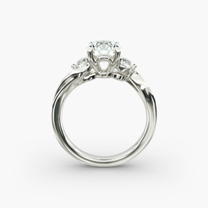 Bague élégante en diamant Moissanite à trois pierres lumineuses 925 pierres latérales en argent Style mignon bijoux fins pour les fêtes d'anniversaire de mariage - Product Image 1