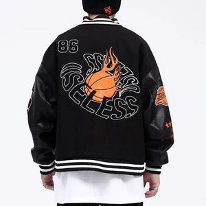 Low Moq Retro Vintage Men Letter bordado Logo Baseball Bomber Letterman Chaquetas Chaqueta universitaria de cuero personalizada para hombres - Product Image 5