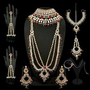 Tip Top Fashions Vintage Gold Plated <b>Kundan</b> Bridal Set-1002388C Copper Earring and Fine <b>Jewelry</b> Set for Gifts - Product Image 1