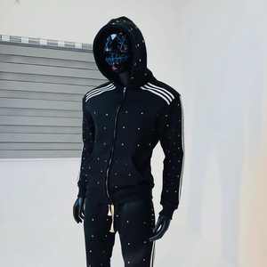 Ensemble deux pièces pour homme, style rétro urbain, hiver, sweat à capuche zippé, 100% coton molletonné, coupe ample, respirant - Product Image 5