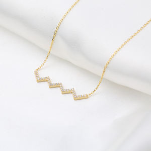 Zigzag diseño anillo de piedra CZ turco venta al por mayor hecha a mano Pave colgante de plata collar de joyería de las mujeres - Product Image 4