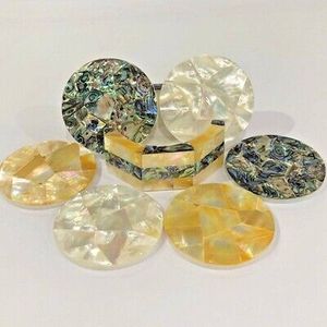 Juego de vino de lujo moderno y posavasos de mesa con Incrustaciones de nácar, posavasos de resina epoxi, juego de protección de mesa con incrustaciones de fregona de té y café - Product Image 5