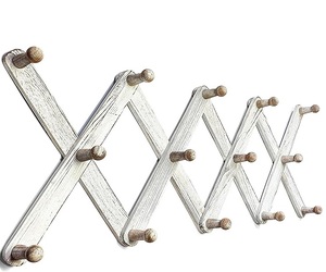 Handmade Vintage Wooden Coat <b>Rack</b> Wall Mounted Pine Wood Hooks Expanding Accordion Design for Clothing Hat Bag Storage in Rooms - Product Image 2