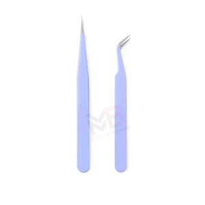 Juego de Pinzas para Pestañas de Color Personalizado Profesional, Último Modelo en Acero Inoxidable con Recubrimiento en Polvo, Agarre de Diamante, Extensiones de Pestañas Puntiagudas - Product Image 5
