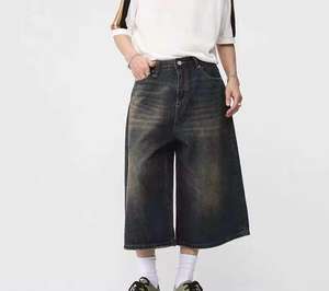 Jeans en denim vintage de qualité supérieure, design personnalisé, fabrication artisanale, effet délavé à l'acide, avec strass, pour hommes, fabriqués au Pakistan. - Product Image 2