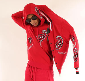 Veste universitaire en toile pour hommes OEM, col montant respirant avec broderie fantaisie, vêtements de mode américains tendance personnalisés - Product Image 3