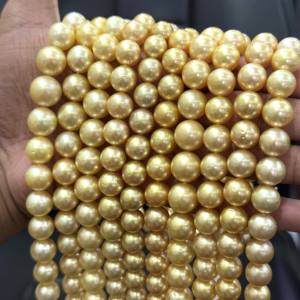 Cuentas de perlas doradas naturales del Mar del Sur, perlas de alto brillo de forma redonda perfecta de 10-13mm, venta al por mayor, perlas reales del Mar del Sur, suministro a granel - Product Image 2