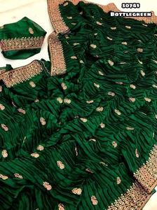 Georgette-Blusa con bordado dorado y piedra, camisa de alta calidad, estilo indio, pakistaní, alta calidad - Product Image 5