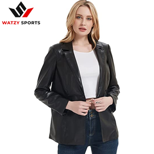 Chaqueta de piel sintética para mujer, chaqueta de talla grande, moda de otoño y primavera, informal, holgada, con botones, 2022, venta al por mayor - Product Image 4