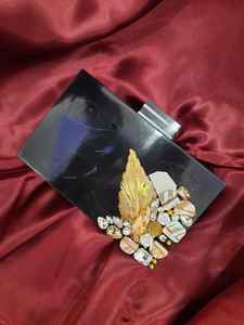 Rose fait à la main en résine pierre Designer pochette fini strass dame Vintage sac à main pour mariage fête anniversaire pochette - Product Image 2