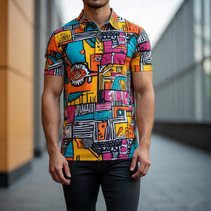 Sublimación de secado rápido transpirable de punto sólido para hombre para Polo de manga corta estilo de calle alta - Product Image 2