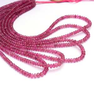 Tourmaline rose naturelle lisse Rondelle perles brin 5mm Rubellite Tourmaline perles perles de pierres précieuses pour la fabrication de bijoux en gros - Product Image 1