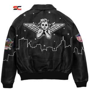 Elegante chaqueta de invierno para hombre de cuero genuino impermeable del fabricante bordado personalizado Chenille Patch Varsity Letterman Style - Product Image 4