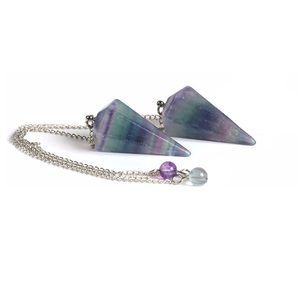 Péndulo de fluorita de arcoíris de alta calidad, piedra preciosa de cristal Natural, cono facetado, Péndulo de radiestesia para péndulos curativos de Reiki, venta - Product Image 6
