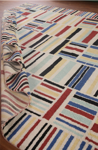 Alfombra Moderna Marroquí Multicolor a Rayas de Lana y Seda, Acolchada, Ecológica, Hecha a Máquina, para Sala de Estar, Pasillo, Habitación Infantil - Product Image 6