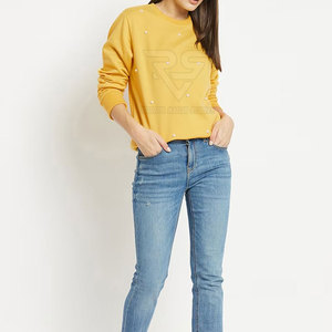 Venta en línea directa de fábrica, sudaderas de algodón 100% de diseño personalizado para mujer, tela de punto con logotipo frontal informal de invierno, recién llegado - Product Image 6