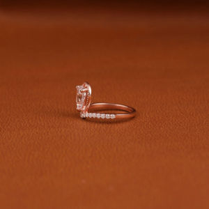 Anillo de compromiso de solitario de boda de alta calidad de 14 quilates de oro blanco sólido elegante corte de pera Leb diamante VVS claridad para mujer - Product Image 2
