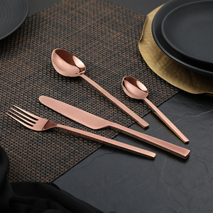 Juego de Cubiertos de Acero Inoxidable, Apto para Lavavajillas, para Bodas, Fiestas, Banquetes, Catering, Incluye Tenedor y Cuchillo, Diseño DARWIN, Acabado Brillante - Product Image 4