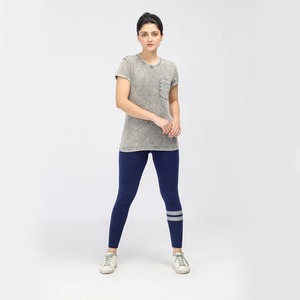 OEM al por mayor mujeres ácido lavado 100% algodón camiseta Casual Top transpirable Slim Fit camiseta activa mujeres Camiseta de manga corta - Product Image 2