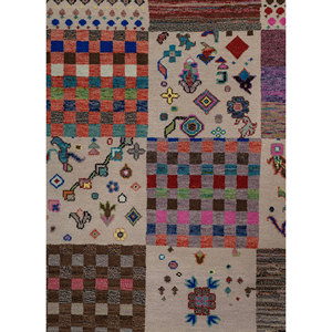 พรมไหมไผ่ผสมขนสัตว์ถักมือลายแมนชาฮ่า ไอวอรี่ หนา 10 มม. รูปทรงสี่เหลี่ยมผืนผ้า ลายปะติดแบบนามธรรม สำหรับบ้านและทางเดิน-รุ่น Les-1209 - Product Image 3