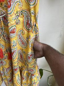 Coton indien Hippie Paisley bohème Gypsy MAXI Boho robe pour femmes décontracté Floral robe courte licou décolleté gland - Product Image 6