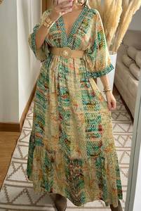 À la main Boho Tie Dye Maxi Dress Collection Unique coupe ample confortable longues cordes d'épaule réglables poches grande taille - Product Image 4