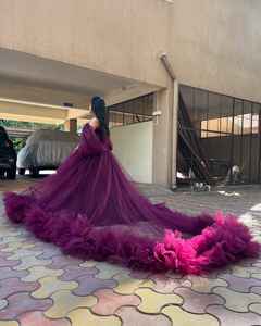 ชุดแต่งงานทางการยืดได้สำหรับผู้หญิงชุดราตรีออกงานเปิดไหล่สีม่วงเทาหรูหราสำหรับฤดูหนาวฤดูร้อน - Product Image 6