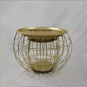 Juego de 3 cestas de almacenamiento decorativas para el hogar, cestas de metal con forma redonda y chapado en oro - Product Image 5