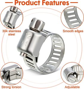 201 304 Ống Thép Không Gỉ Kẹp Lớn Nhiệm Vụ Nặng Nề Có Thể Điều Chỉnh Mỹ Loại Tản Nhiệt Ống Kẹp Cho Xe Phụ Tùng Phần 8/12/14Mm - Product Image 4
