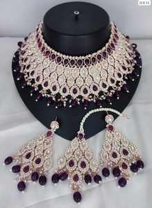 Estilo elegante Chapado en oro alto Ropa de fiesta Kundan Joyería Kundan Collar corto Estilo Chapado en oro Moda para mujer Boda - Product Image 5