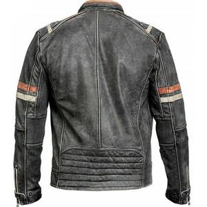 Chaqueta de cuero motorista para hombre personalizada al por mayor de alta calidad chaqueta de motocicleta negra de moda para hombre - Product Image 2