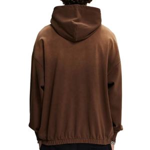 Sweat à capuche en coton épais 100% coton à manches longues, lavage à l'acide, ourlet élastique, vente en gros - Product Image 5