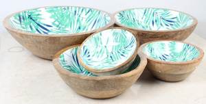 Bol en émail en bois biodégradable fait à la main par Craft Emporium Assiette jetable avec autocollant imprimé pour le service et la cuisine - Product Image 5