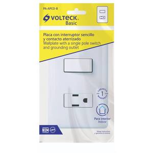 Placa Armada Con Apagador De Pared Sencillo Volteck Basic PA-APCO-B - Product Image 1
